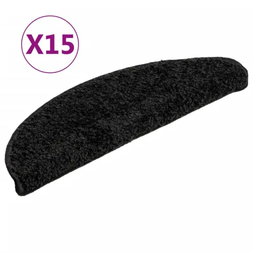 Prostirke za stepenice 15 kom 56x17x3 cm Crne poluokrugle - Crna 56 x 17 x 3 cm 15 Cijena