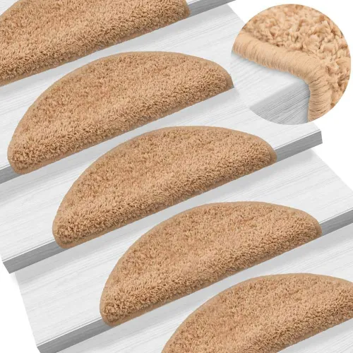 Prostirke za stepenice 15 kom 56x17x3 cm bež poluokrugle - Bež 56 x 17 x 3 cm 15 Cijena