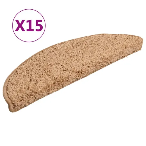 Prostirke za stepenice 15 kom 56x17x3 cm bež poluokrugle - Bež 56 x 17 x 3 cm 15 Cijena