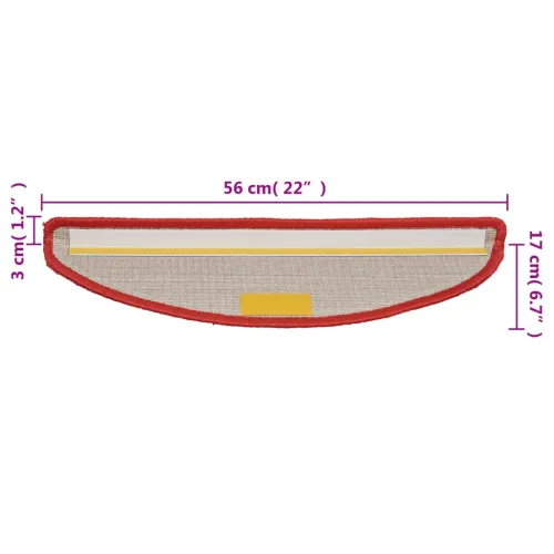 Prostirke za stepenice 15 kom 56x17x3 cm crvene poluokrugle - Crvena 56 x 17 x 3 cm 15 Cijena