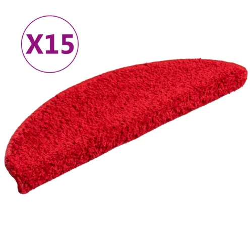 Prostirke za stepenice 15 kom 56x17x3 cm crvene poluokrugle - Crvena 56 x 17 x 3 cm 15 Cijena