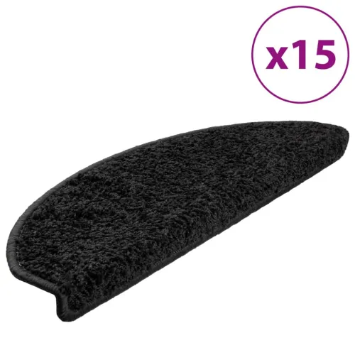 Prostirke za stepenice 15 kom 65x21x4 cm Crne poluokrugle velike - Crna 65 x 21 x 4 cm 15 Cijena