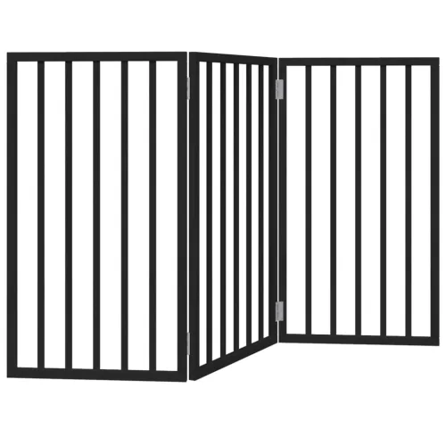 Vrata za pse s 3 panela sklopiva crna 150 cm od drva topole - Crna 50 x 90 x 2 cm 3 Crna Cijena