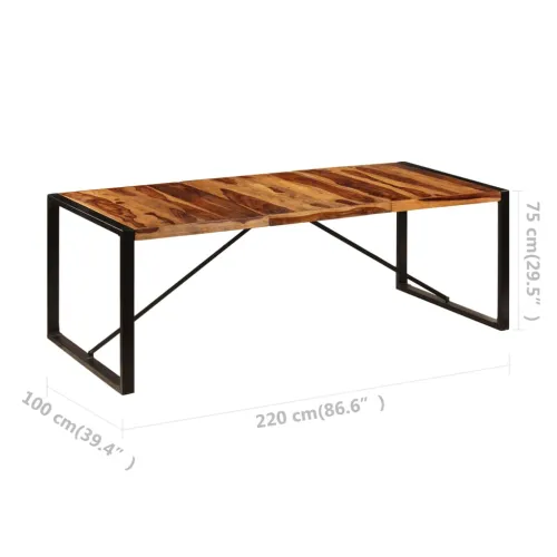 Blagovaonski stol od masivnog drva akacije 220 x 100 x 75 cm - Crna 220 x 100 x 75 cm Masivno bagremovo drvo Cijena