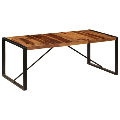 Blagovaonski stol od masivnog drva akacije 200 x 100 x 75 cm - Crna 200 x 100 x 75 cm Masivno bagremovo drvo Cijena