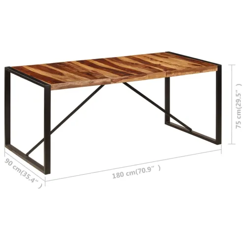Blagovaonski stol od masivnog drva akacije 180 x 90 x 75 cm - Crna 180 x 90 x 75 cm Masivno bagremovo drvo Cijena