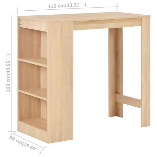Barski stol s policom boja hrasta 110 x 50 x 103 cm - Boja hrasta Cijena