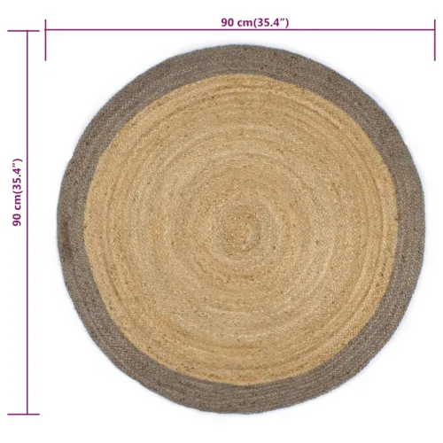 Ručno rađeni tepih od jute sa sivim rubom 90 cm - Siva 90 cm Cijena