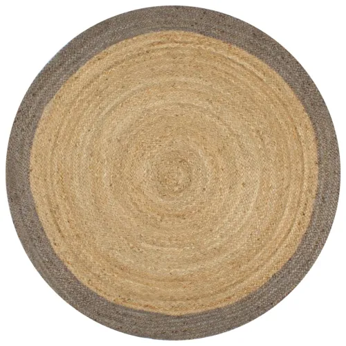 Ručno rađeni tepih od jute sa sivim rubom 120 cm - Siva 120 cm Cijena