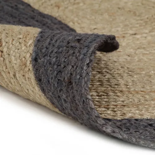 Ručno rađeni tepih od jute s tamnosivim rubom 90 cm - Tamno siva 90 cm Cijena