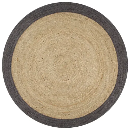 Ručno rađeni tepih od jute s tamnosivim rubom 120 cm - Tamno siva 120 cm Cijena