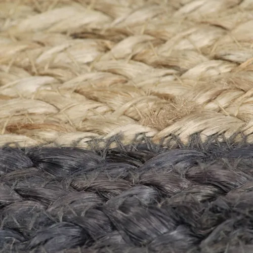 Ručno rađeni tepih od jute s tamnosivim rubom 120 cm - Tamno siva 120 cm Cijena