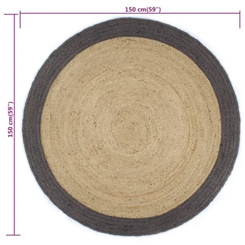 Ručno rađeni tepih od jute s tamnosivim rubom 150 cm - Tamno siva 150 cm Cijena