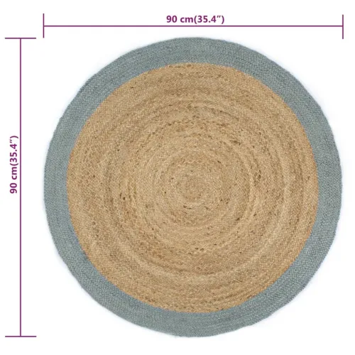 Ručno rađeni tepih od jute s maslinastozelenim rubom 90 cm - Maslinovo zelena 90 cm Cijena