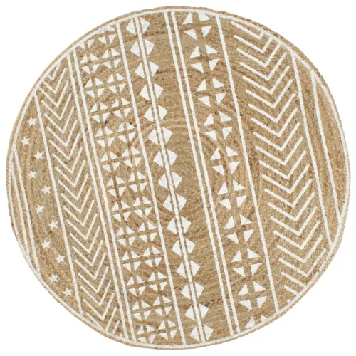 Ručno rađeni tepih od jute s bijelim uzorkom 120 cm - 120 cm geometrijski uzorak Cijena