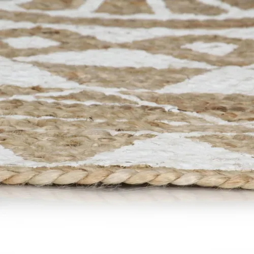 Ručno rađeni tepih od jute s bijelim uzorkom 90 cm - 90 cm bijeli cvjetni uzorak Cijena