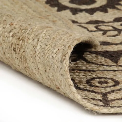 Ručno rađeni tepih od jute s tamnosmeđim uzorkom 120 cm - 120 cm smeđi cvjetni uzorak Cijena