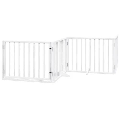 Vrata za pse s vratašcima 4 panela sklopiva 320 cm drvo topole - Bijela 80 x 60 x 2 cm 4 Bijela Cijena