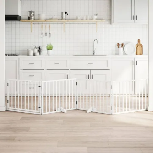 Vrata za pse s vratašcima 4 panela sklopiva 320 cm drvo topole - Bijela 80 x 60 x 2 cm 4 Bijela Cijena
