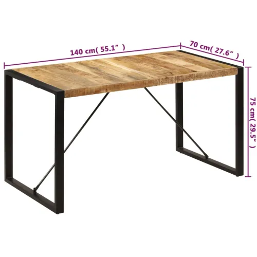 Blagovaonski stol od masivnog drva manga 140 x 70 x 75 cm - Crna 140 x 70 x 75 cm masivno drvo manga Cijena
