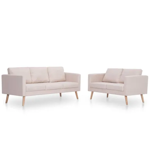 2-dijelni set sofa od tkanine krem - Krema dvosjed + trosjed Cijena
