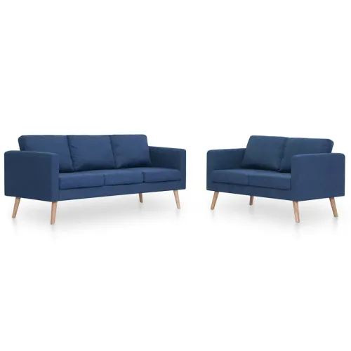 2-dijelni set sofa od tkanine plavi - Plava dvosjed + trosjed Cijena