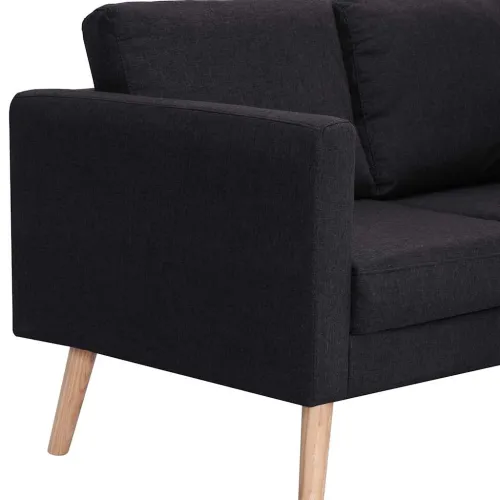 2-dijelni set sofa od tkanine crni - Crna dvosjed + trosjed Cijena