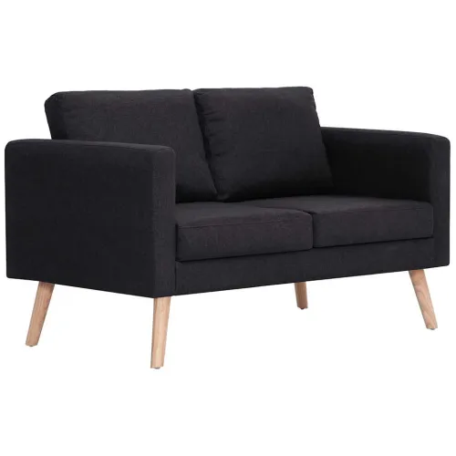 2-dijelni set sofa od tkanine crni - Crna dvosjed + trosjed Cijena