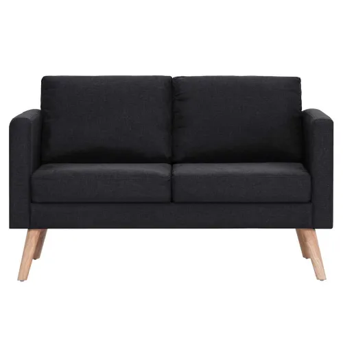 2-dijelni set sofa od tkanine crni - Crna dvosjed + trosjed Cijena