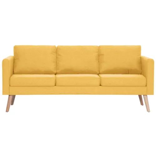 2-dijelni set sofa od tkanine žuti - Žuta dvosjed + trosjed Cijena