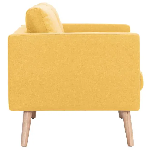 2-dijelni set sofa od tkanine žuti - Žuta dvosjed + trosjed Cijena