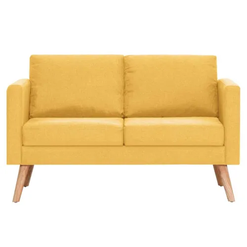 2-dijelni set sofa od tkanine žuti - Žuta dvosjed + trosjed Cijena