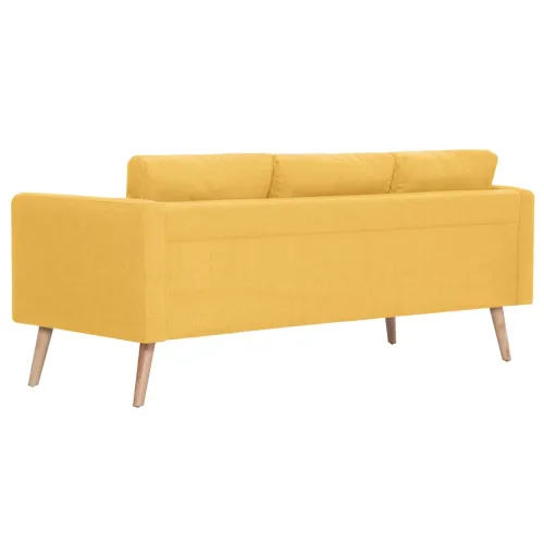 2-dijelni set sofa od tkanine žuti - Žuta dvosjed + trosjed Cijena