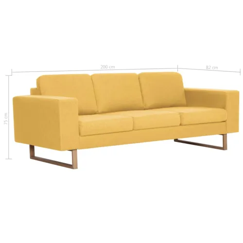2-dijelni set sofa od tkanine žuti - Žuta dvosjed + trosjed Cijena