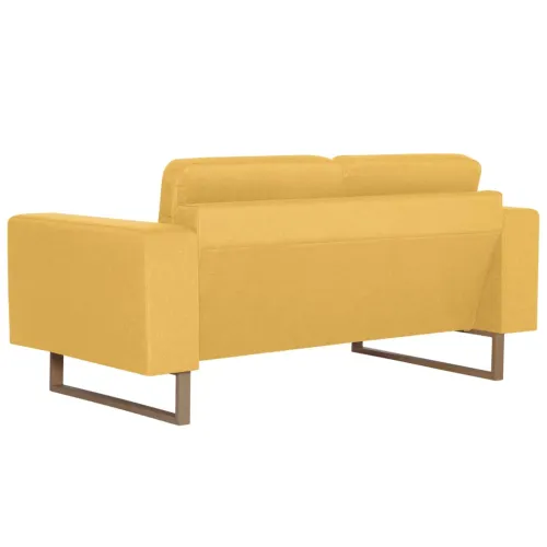 2-dijelni set sofa od tkanine žuti - Žuta dvosjed + trosjed Cijena