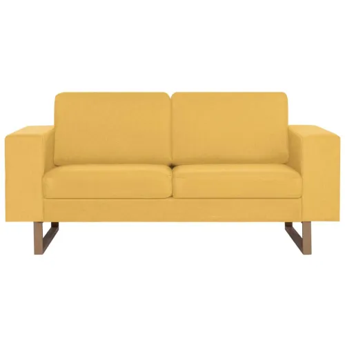 2-dijelni set sofa od tkanine žuti - Žuta dvosjed + trosjed Cijena