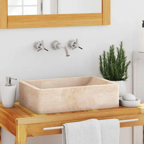 Lavabo - Umivaonik 45 x 30 x 12 cm mramorni visoki sjaj krem - Krema Cijena