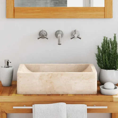 Lavabo - Umivaonik 45 x 30 x 12 cm mramorni visoki sjaj krem - Krema Cijena