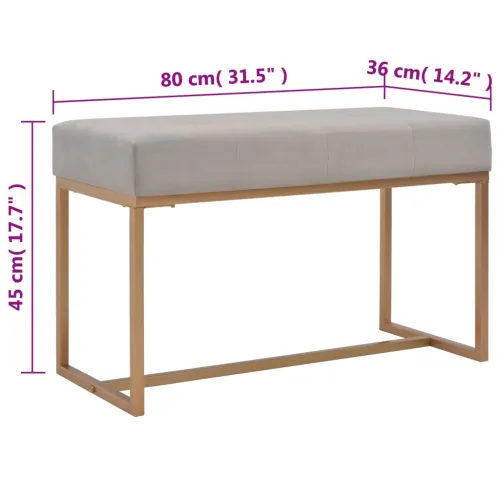 Klupa 80 cm siva baršunasta - Siva 80 cm Cijena