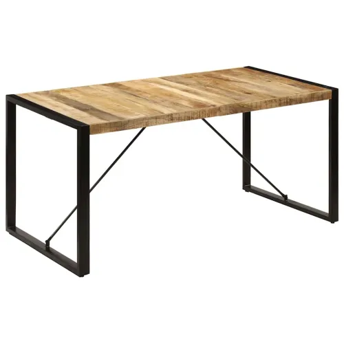 Blagovaonski stol od masivnog drva manga 160 x 80 x 75 cm - Crna 160 x 80 x 75 cm masivno drvo manga Cijena