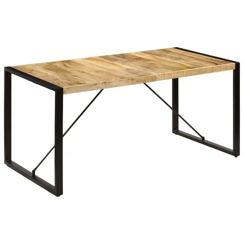 Blagovaonski stol od masivnog drva manga 160 x 80 x 75 cm - Crna 160 x 80 x 75 cm masivno drvo manga Cijena