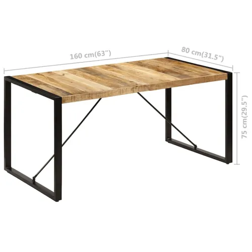 Blagovaonski stol od masivnog drva manga 160 x 80 x 75 cm - Crna 160 x 80 x 75 cm masivno drvo manga Cijena