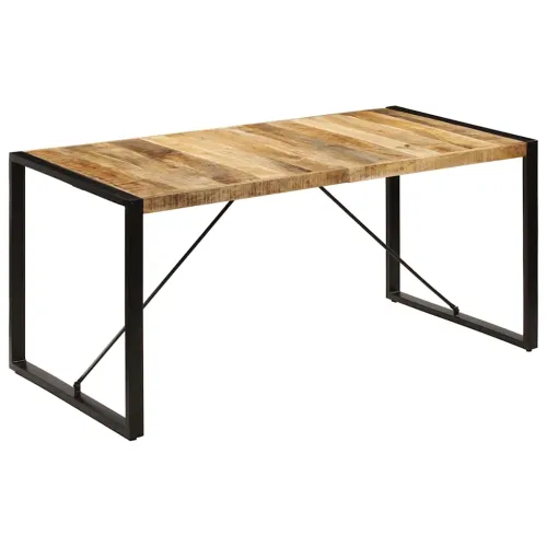 Blagovaonski stol od masivnog drva manga 160 x 80 x 75 cm - Crna 160 x 80 x 75 cm masivno drvo manga Cijena