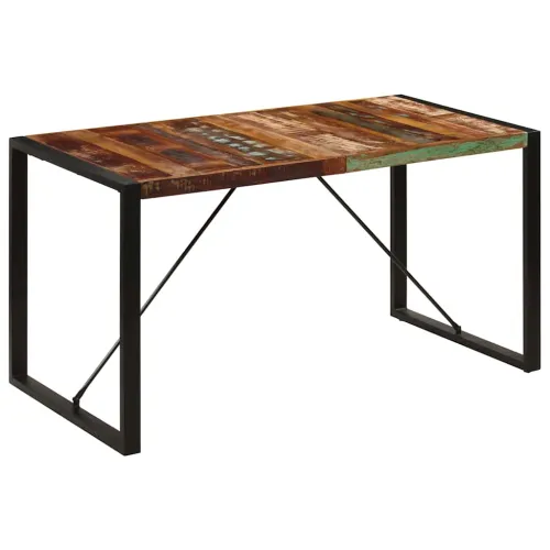 Blagovaonski stol od masivnog obnovljenog drva 140 x 70 x 75 cm - Crna 140 x 70 x 75 cm masivno obnovljeno drvo Cijena