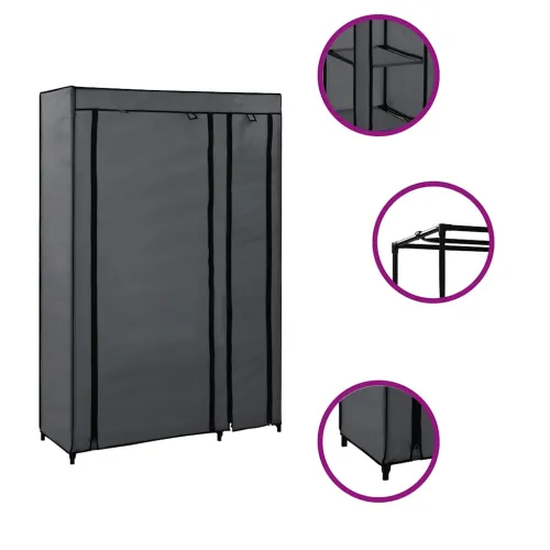 Sklopivi ormar sivi 110 x 45 x 175 cm od tkanine - Siva 1 1 Siva Cijena