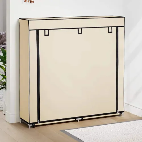 282433 Shoe Kabinet with Cover Cream 115x28x110 cm Fabric - Krema 115 x 28 x 110 cm 1 1 Cijena
