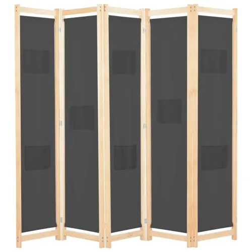 Paravan - Sobna pregrada s 5 panela od tkanine 200 x 170 x 4 cm siva - Siva 5 1 Siva Cijena