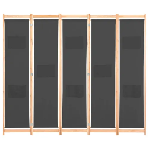 Paravan - Sobna pregrada s 5 panela od tkanine 200 x 170 x 4 cm siva - Siva 5 1 Siva Cijena