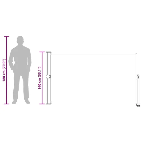 Uvlačiva bočna tenda za terasu 140 x 300 cm crna - Crna 140 x 300 cm Cijena