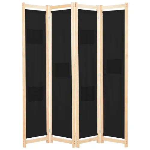 Paravan - Sobna pregrada s 4 panela od tkanine 160 x 170 x 4 cm crna - Crna 4 1 Crna Cijena